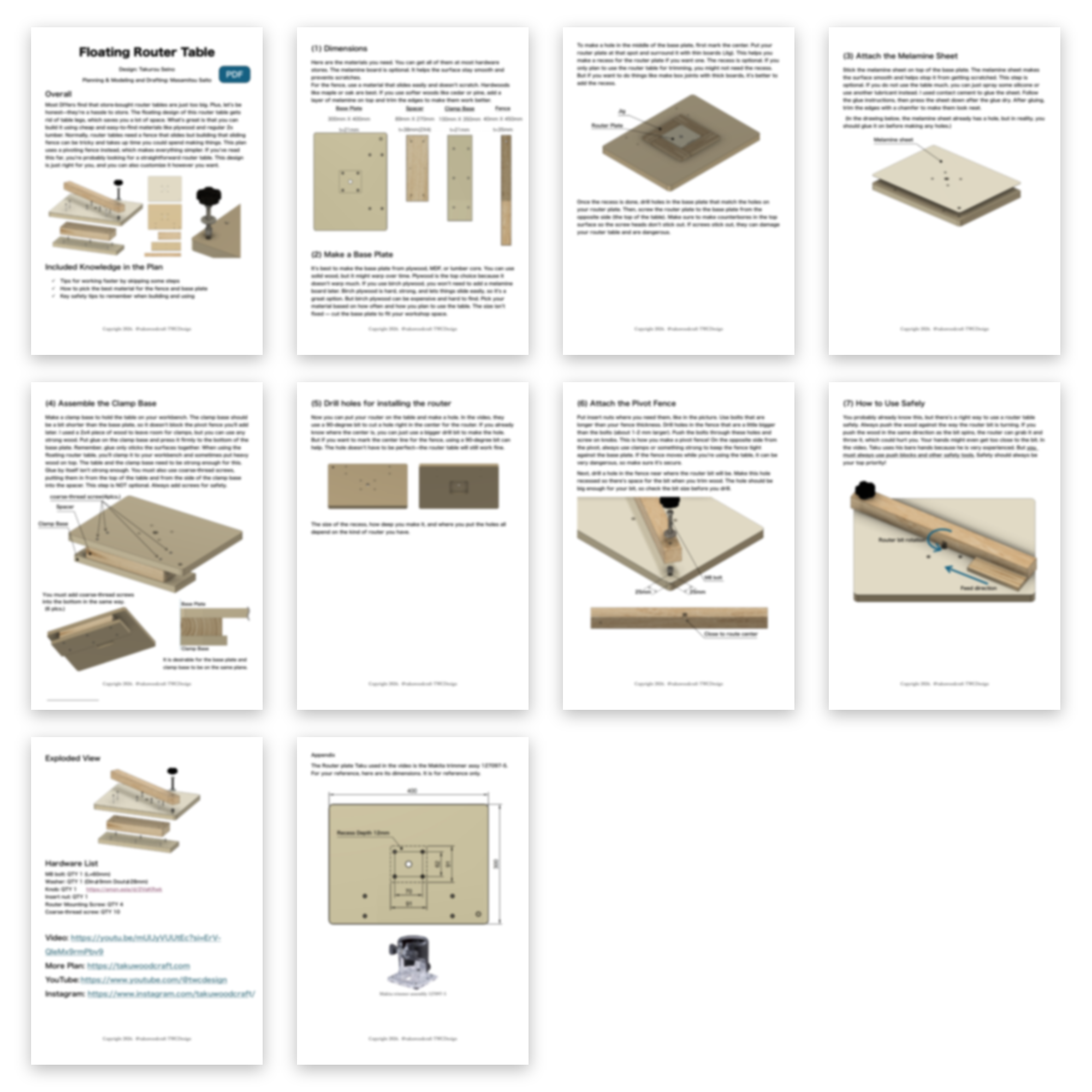 Floating Router Table - all pages preview