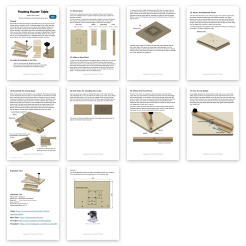 Floating Router Table - all pages preview