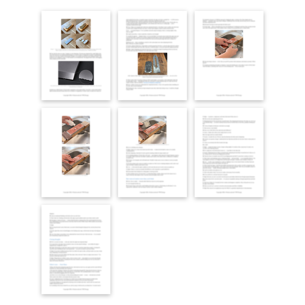 All lesson pages, 8 to 14, text blurred